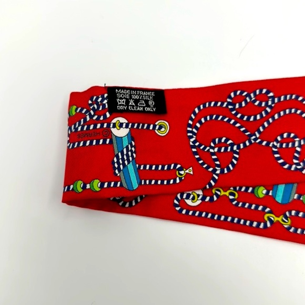 Hermes RED Twilly silk cord scarf - Picture 4 of 5